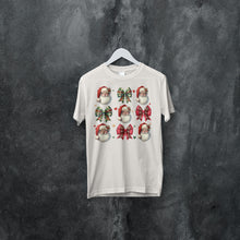 Load image into Gallery viewer, Santa and Christmas Bows Shirt - Festive Holiday Tee - Cute Christmas Graphic T-Shirt
