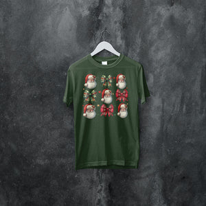 Santa and Christmas Bows Shirt - Festive Holiday Tee - Cute Christmas Graphic T-Shirt