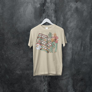 Vintage Cowboy Christmas Tee - Musical Holiday Shirt - Retro Xmas Graphic T-Shirt