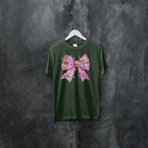 Big Pink Bow Christmas Shirt - Girly Holiday Tee - Festive and Cute Xmas T-Shirt