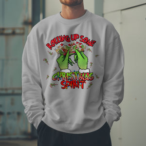 The Grinch Rolling Up Christmas Spirit Sweatshirt - Funny Holiday Sweater - Humorous Xmas Pullover