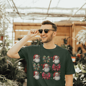 Santa and Christmas Bows Shirt - Festive Holiday Tee - Cute Christmas Graphic T-Shirt